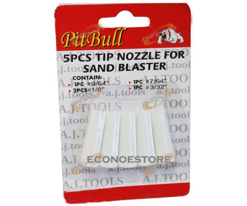 4 Tip Nozzle For Sand Blaster Gun 9/64" 1/8" 7/64" 3/32" 5 pc Each Pack